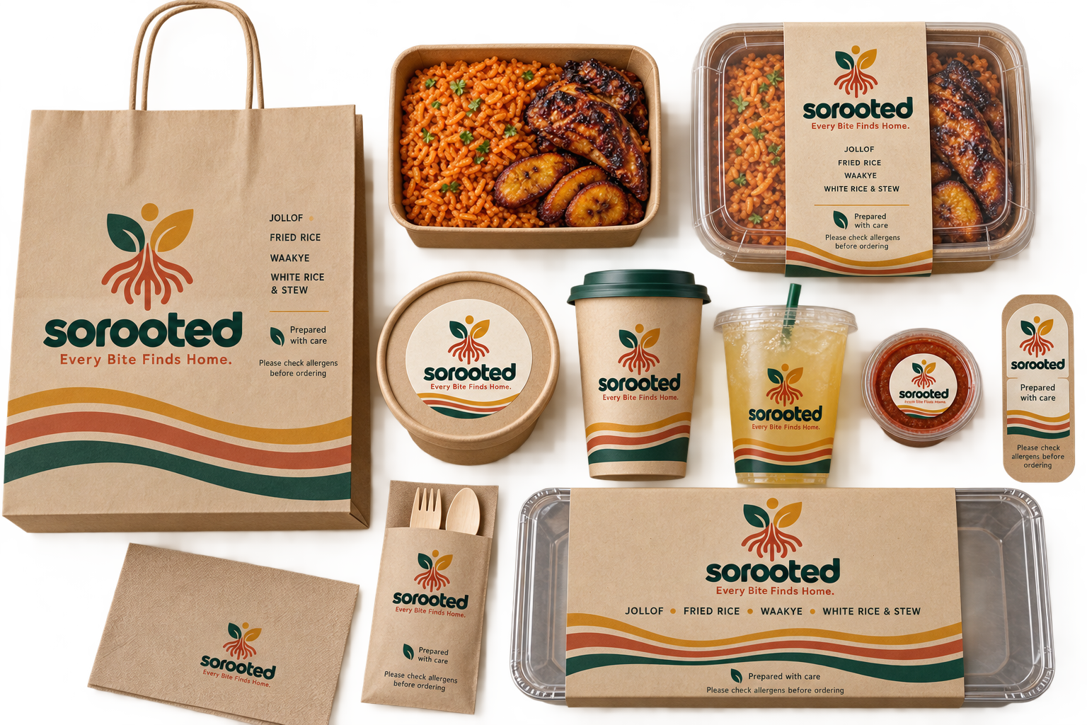 Professional Sorooted meal packaging for corporate and private events